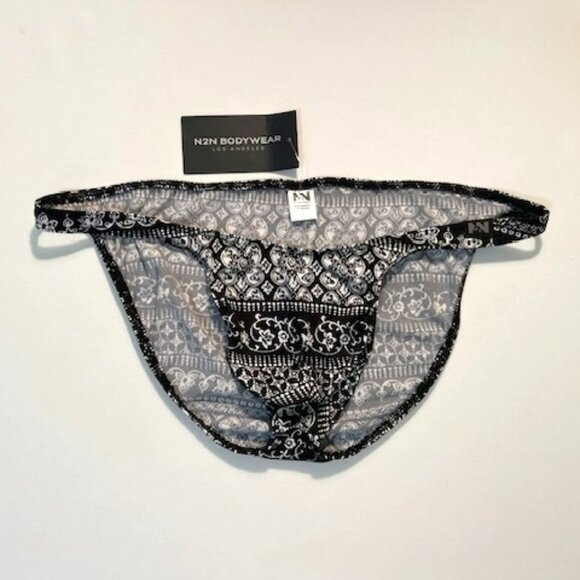 N2N Bodywear Size L Provence Micro Bikini - Black/White - Batik Design - Picture 2 of 13